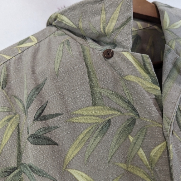 Jamaica Jaxx Shirt XL Men Silk Button Up Short Sleeve Bamboo Leaf Tropic… - Picture 12 of 15